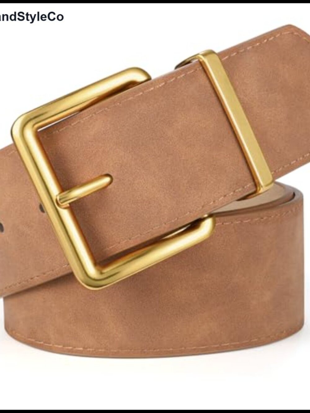 Wide Suede Belt Faux Leather Chunky Gold Buckle Women's Fashion Accessory